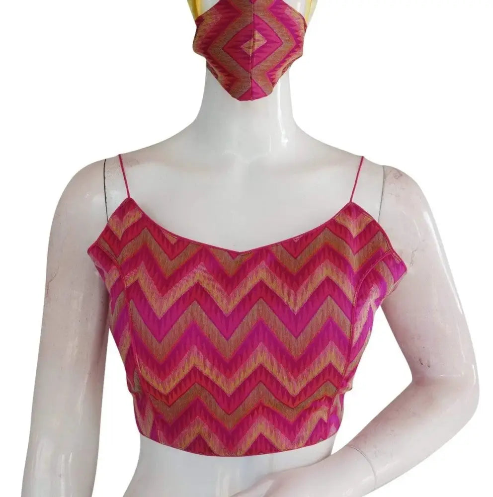 Fashionable Multi Ikkat Silk Designer Blouse - Spaghetti Strap Trend - D3blouses