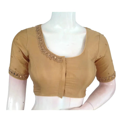 Festive Radiance: Metallic Gold Wedding Saree Blouses for Celebrations - D3blouses