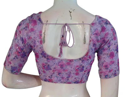 Floral Designer Organza Readymade Saree Blouse online- Multicolor (Princess Cut Padded) Readymade Blouse