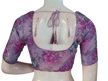 Floral Designer Organza Readymade Saree Blouse online- Multicolor (Princess Cut Padded) Readymade Blouse