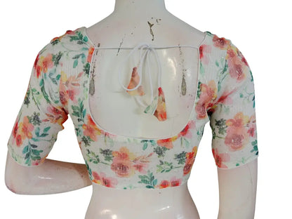 Floral Designer Organza Readymade Saree Blouse online- Multicolor (Princess Cut Padded) Readymade Blouse