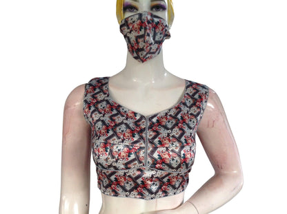 Floral Satin Printed Designer Readymade Saree Blouse - D3blouses