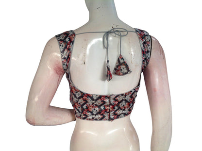 Floral Satin Printed Designer Readymade Saree Blouse - D3blouses