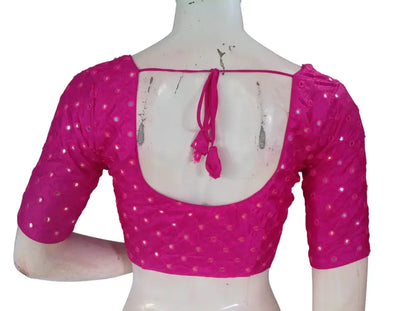 Foil Mirror Work Readymade Saree Blouse – Semi Silk Designer Choli (Padded Elbow Sleeves) Readymade Blouse