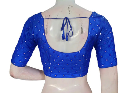 Foil Mirror Work Readymade Saree Blouse – Semi Silk Designer Choli (Padded Elbow Sleeves) Readymade Blouse