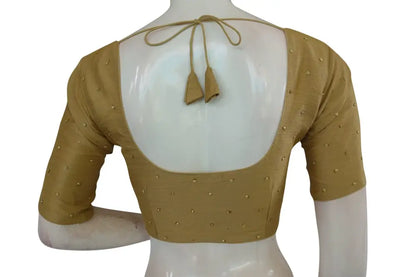 Glowing Gold Moti Stone Work Indian Saree Readymade Blouse - D3blouses