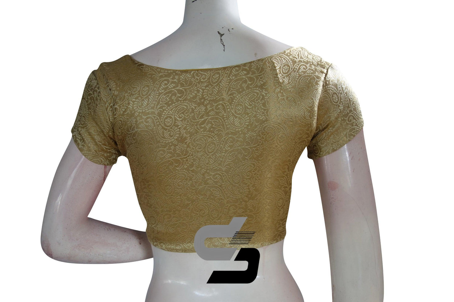 Gold Color Brocade Designer Party Wear Readymade Blouse/ Indian Crop Tops - D3blouses