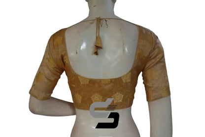 Gold Color Brocade Readymade Saree Blouse - D3blouses