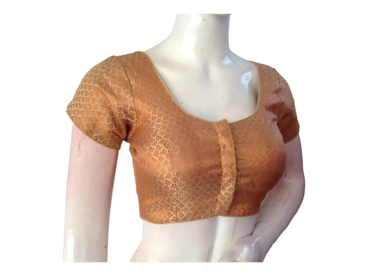 Gold Color Brocade Readymade Saree Blouse, Indian Ethnic Choli top Online - D3blouses