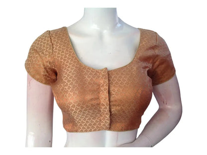 Gold Color Brocade Readymade Saree Blouse, Indian Ethnic Choli top Online - D3blouses