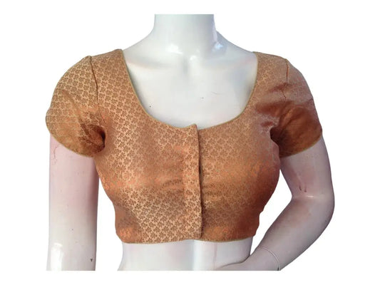Gold Color Brocade Readymade Saree Blouse, Indian Ethnic Choli top Online - D3blouses