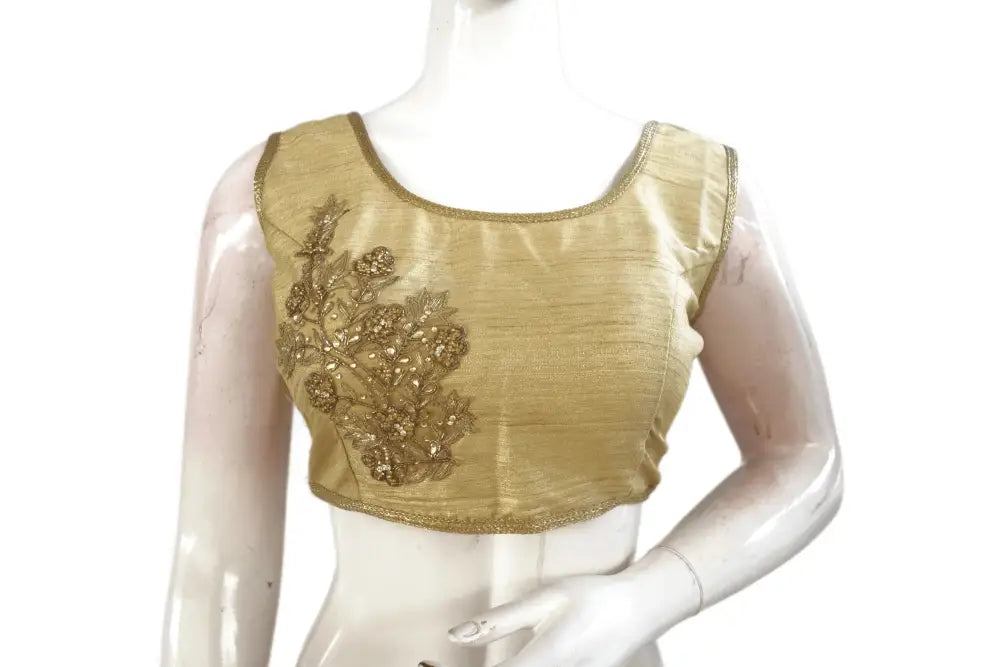 Gold Color Embroidery Party Wear Readymade Blouse - D3blouses