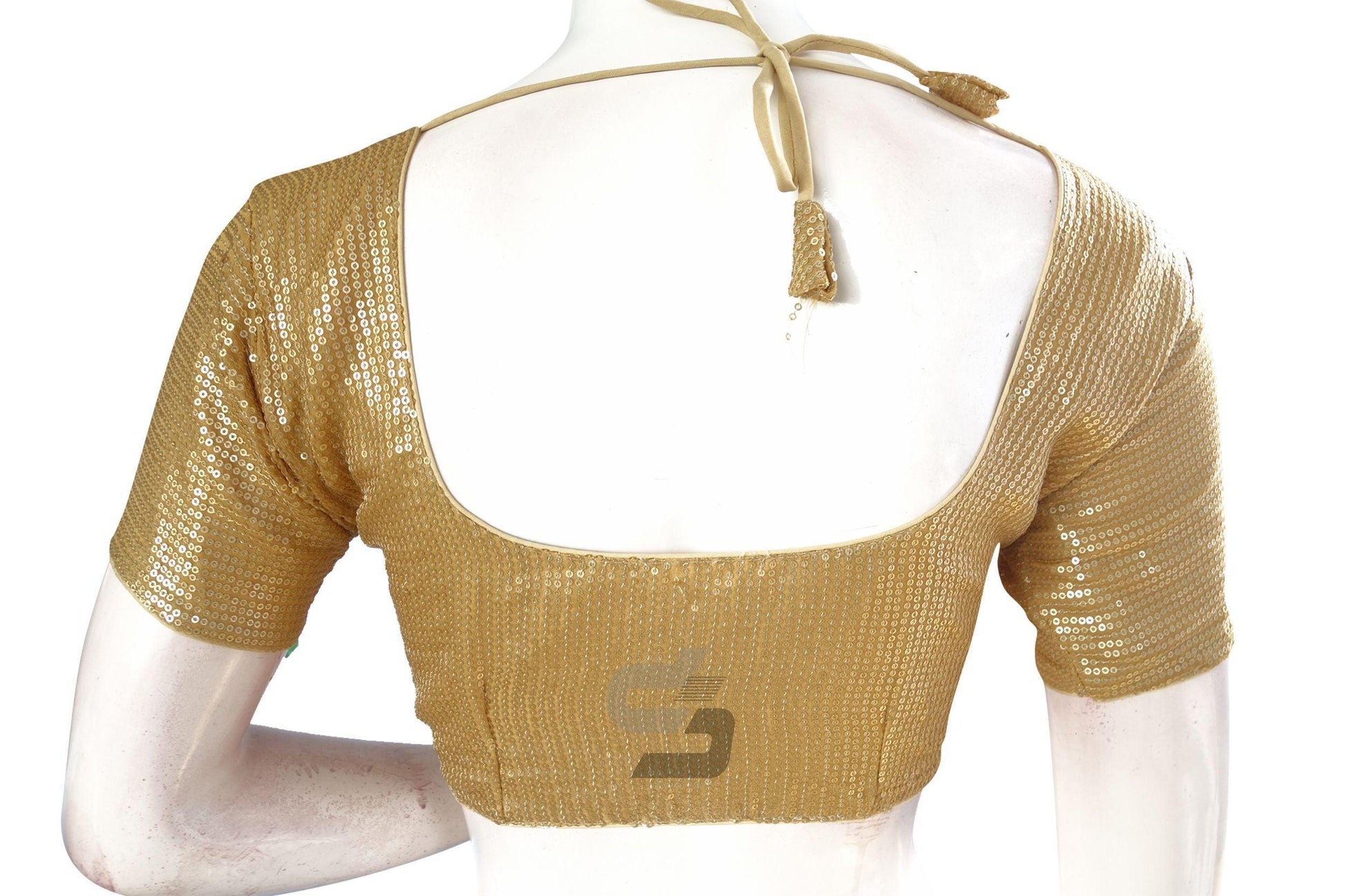 Gold Color Georgette Sequin Readymade Blouse - D3blouses