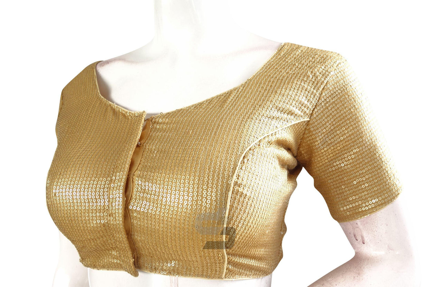 Gold Color Georgette Sequin Readymade Blouse - D3blouses