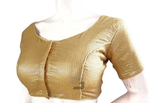 Gold Color Georgette Sequin Readymade Blouse - D3blouses