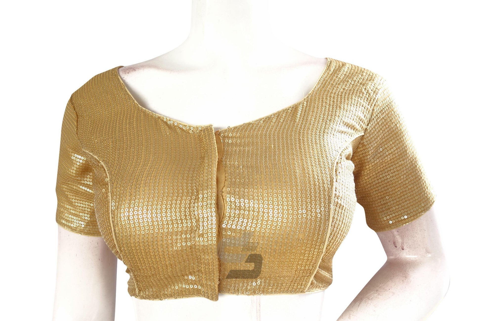 Gold Color Georgette Sequin Readymade Blouse - D3blouses