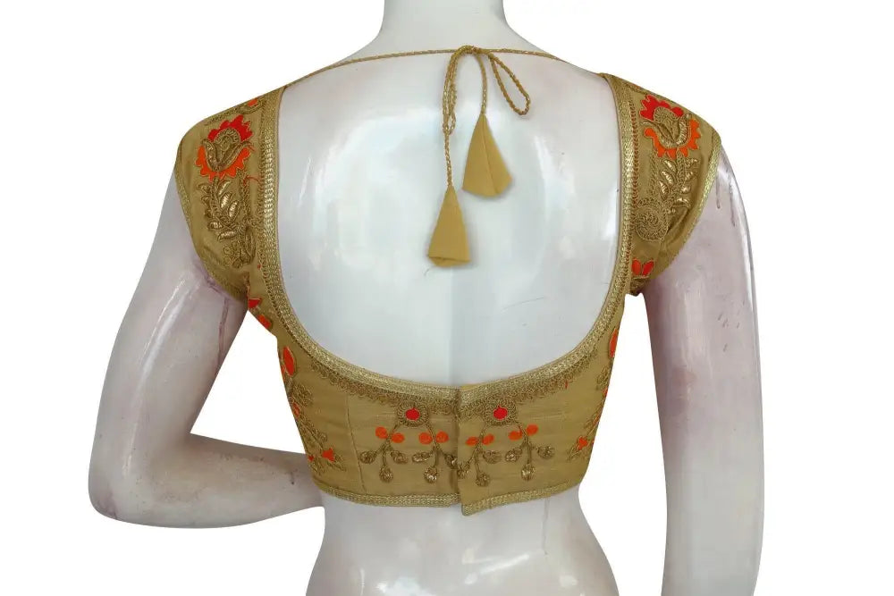 Gold Color Multi Embroidered Designer Readymade Blouse - D3blouses