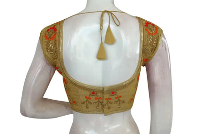 Gold Color Multi Embroidered Designer Readymade Blouse - D3blouses