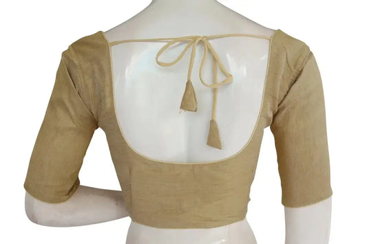 Gold Color Plain Semi Silk Readymade Saree Blouse, Indian Readymade Blouse - D3blouses