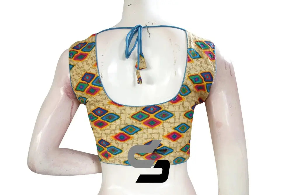 Gold Color Sleeveless Cotton Designer Party Wear Readymade Blouse/ Indian Crop Tops - D3blouses