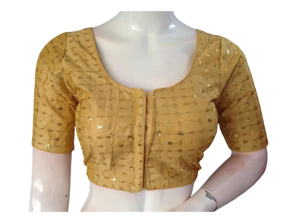 Gold Saree Blouse, Silk Saree Readymade Blouse, Indian Tissue Choli top from D3 Blouses - D3blouses
