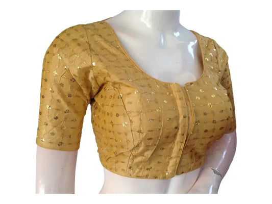 Gold Saree Blouse, Silk Saree Readymade Blouse, Indian Tissue Choli top from D3 Blouses - D3blouses