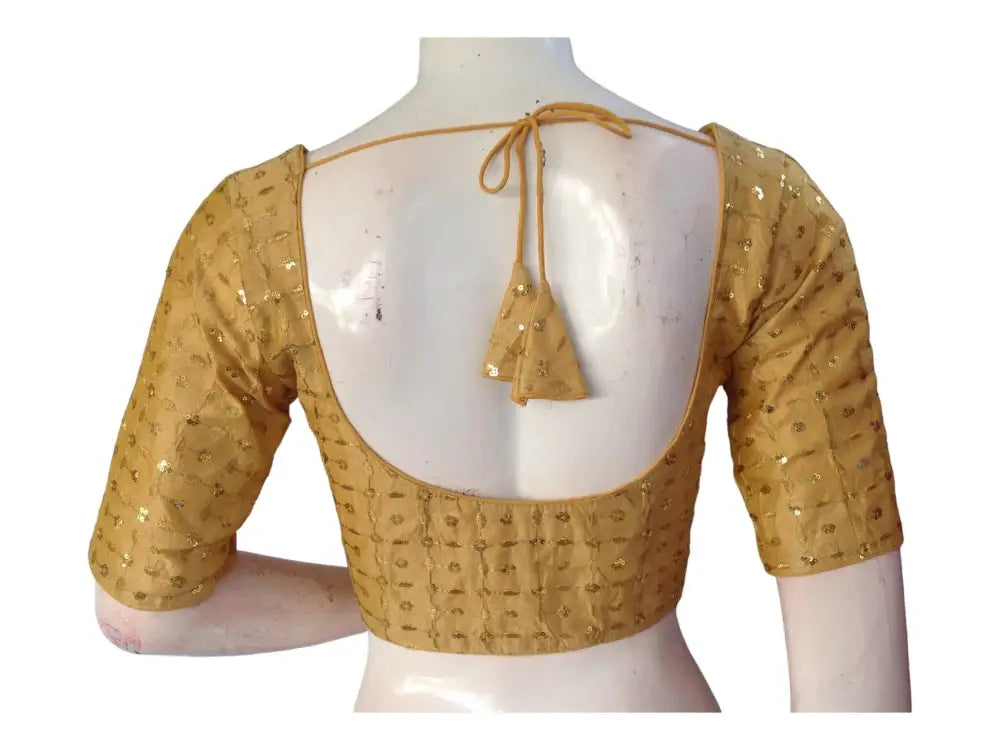 Gold Saree Blouse, Silk Saree Readymade Blouse, Indian Tissue Choli top from D3 Blouses - D3blouses