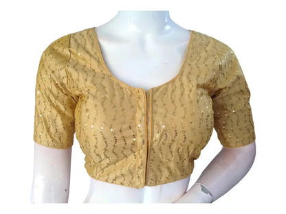 Gold Saree Blouse, Silk Saree Readymade Blouse, Indian Tissue Choli top from D3 Blouses - D3blouses
