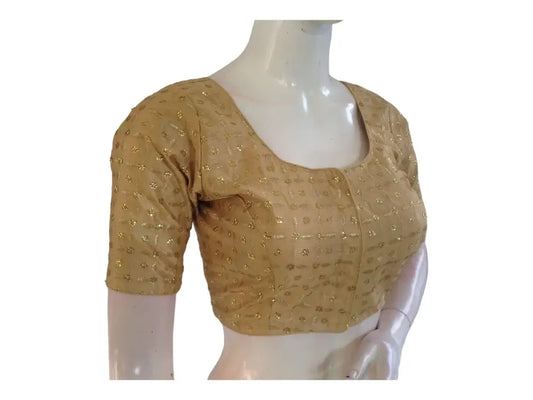 Gold Saree Blouse, Silk Saree Readymade Blouse, Indian Tissue Choli top from D3 Blouses - D3blouses