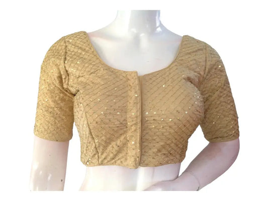 Gold Saree Blouse, Silk Saree Readymade Blouse, Indian Tissue Choli top from D3 Blouses - D3blouses