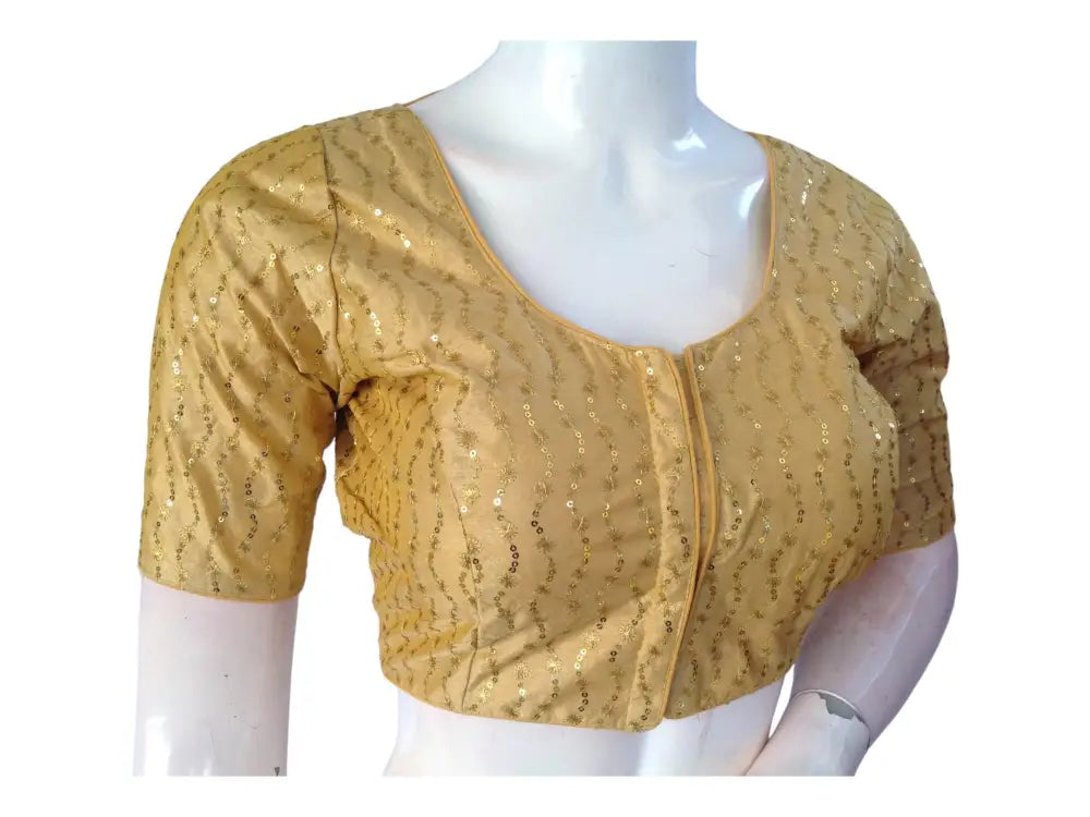 Gold Saree Blouse, Silk Saree Readymade Blouse, Indian Tissue Choli top from D3 Blouses - D3blouses