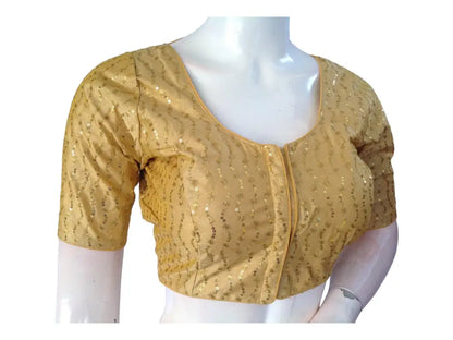 Gold Saree Blouse, Silk Saree Readymade Blouse, Indian Tissue Choli top from D3 Blouses - D3blouses