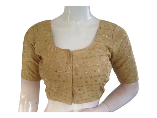 Gold Saree Blouse, Silk Saree Readymade Blouse, Indian Tissue Choli top from D3 Blouses - D3blouses