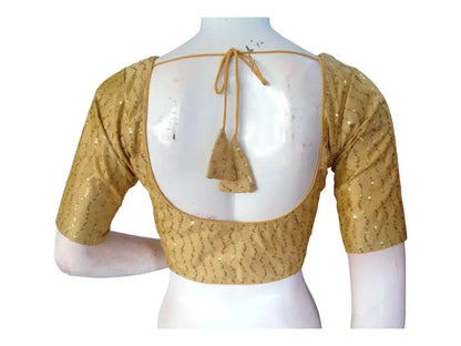 Gold Saree Blouse, Silk Saree Readymade Blouse, Indian Tissue Choli top from D3 Blouses - D3blouses