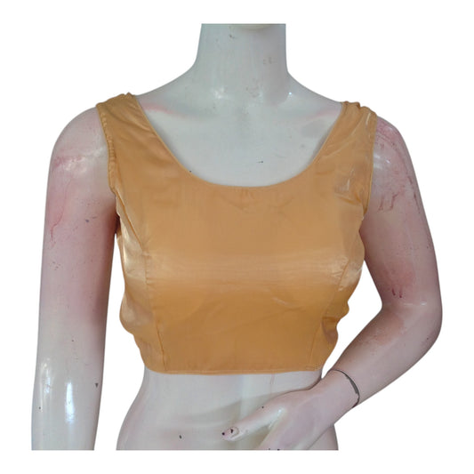  Elegant Gold Color Silk Tissue Readymade Blouse | Classic & Versatile