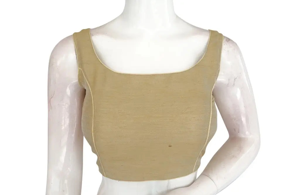 Golden Chic Plain Silk Designer Readymade Blouse - D3blouses