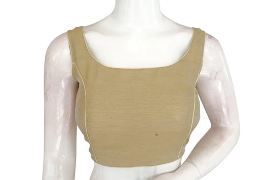 Golden Chic Plain Silk Designer Readymade Blouse - D3blouses