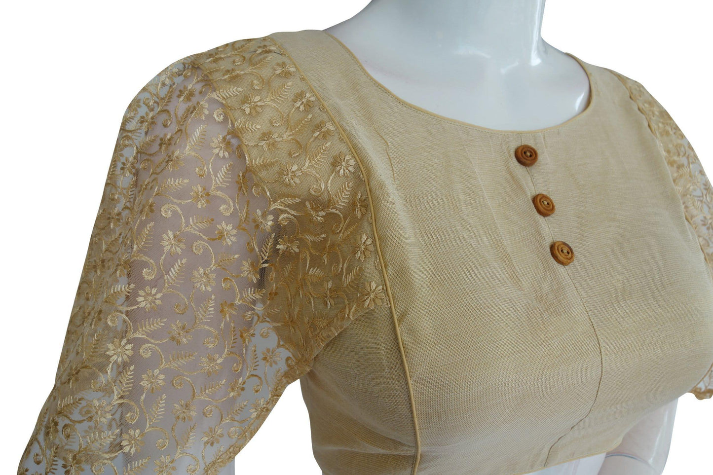 Golden Color Designer Net Cape Sleeves Readymade saree blouse, Indian Silk saree Readymade blouse - D3blouses