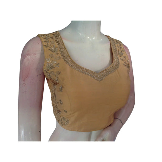Golden Glamour: Luxurious Partywear Embroidered Readymade Saree Blouses - D3blouses