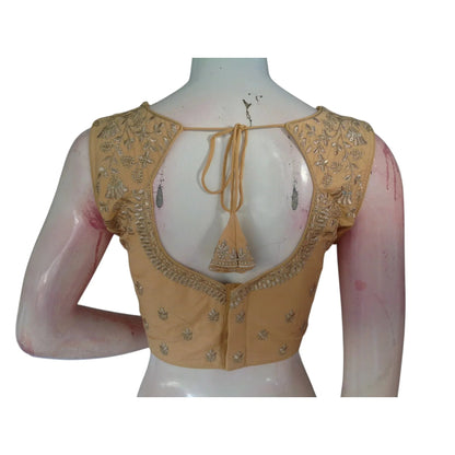 Golden Glamour: Luxurious Partywear Embroidered Readymade Saree Blouses - D3blouses