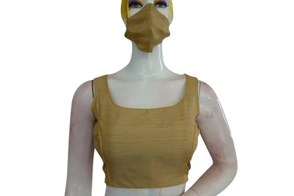 Golden Glamour, Plain Semi-Silk Designer Saree Blouse, Elevate Your Ensemble - D3blouses