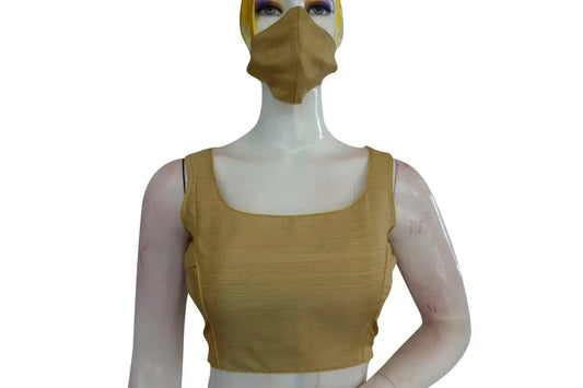 Golden Glamour, Plain Semi-Silk Designer Saree Blouse, Elevate Your Ensemble - D3blouses