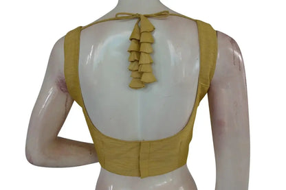 Golden Glow, Banana Gold Semi-Silk Designer Saree Blouse, Radiate Elegance - D3blouses