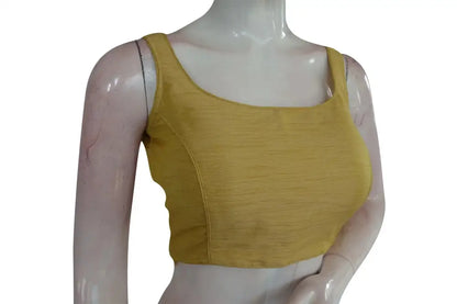 Golden Glow, Banana Gold Semi-Silk Designer Saree Blouse, Radiate Elegance - D3blouses