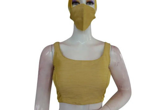 Golden Glow, Banana Gold Semi-Silk Designer Saree Blouse, Radiate Elegance - D3blouses