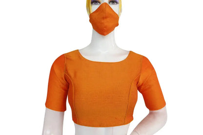 Golden Glow, Mustard Plain Boat Neck Readymade Saree Blouse - D3blouses