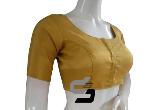 Golden Glow, Plain Tissue Readymade Blouse Set with Matching Mask - D3blouses