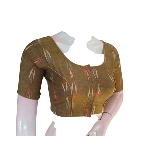 Golden Glow: Readymade Dark Mustard Cotton Saree Blouse - D3blouses