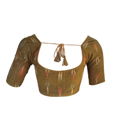 Golden Glow: Readymade Dark Mustard Cotton Saree Blouse - D3blouses