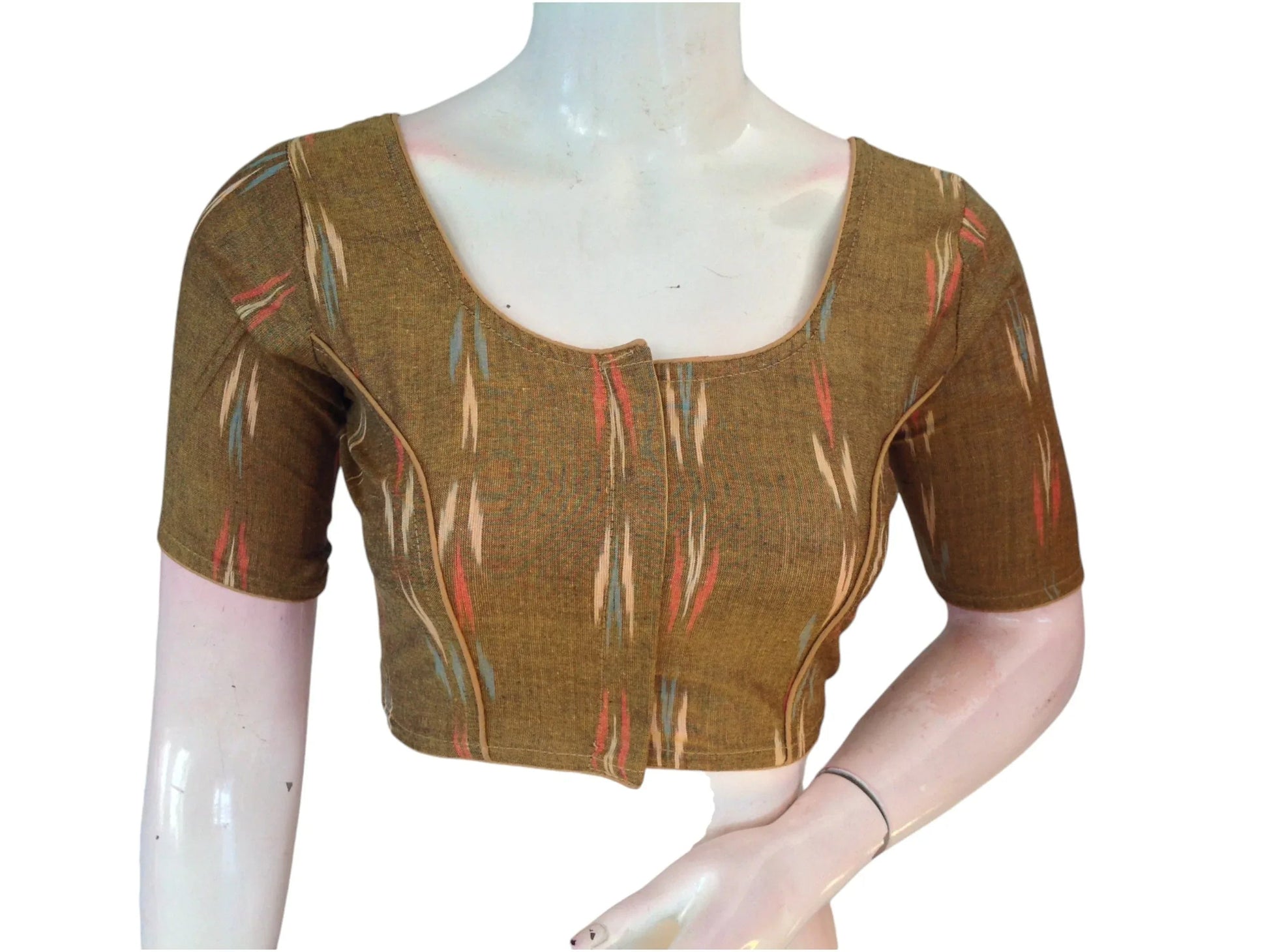 Golden Glow: Readymade Dark Mustard Cotton Saree Blouse - D3blouses